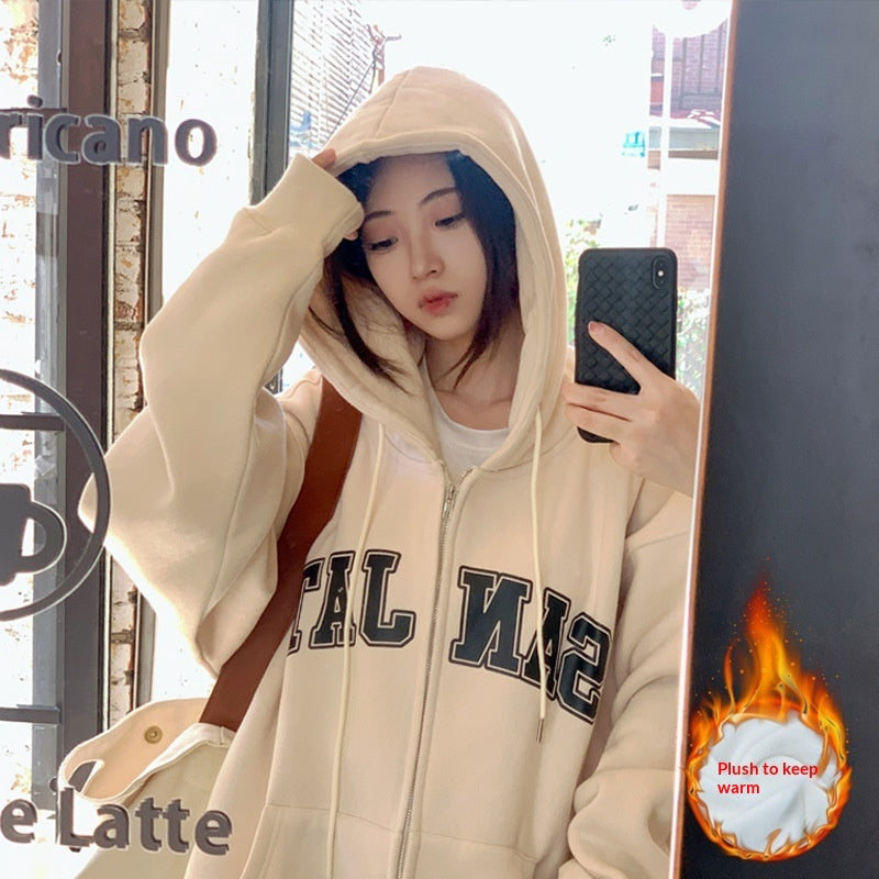 Zip-up Loose Casual-Style Couple Hoodies