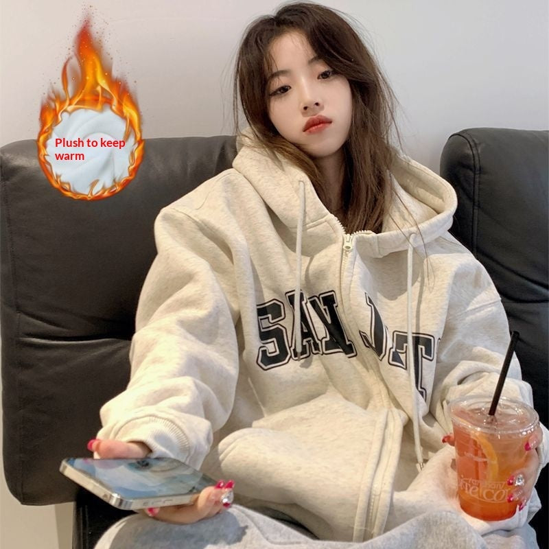 Zip-up Loose Casual-Style Couple Hoodies