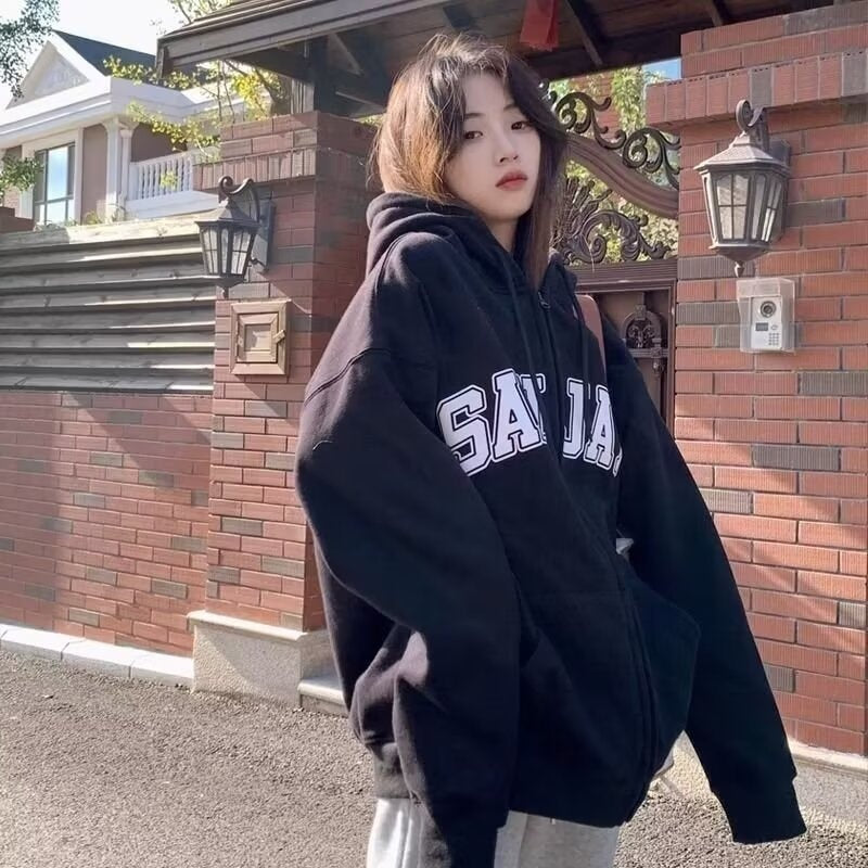 Zip-up Loose Casual-Style Couple Hoodies