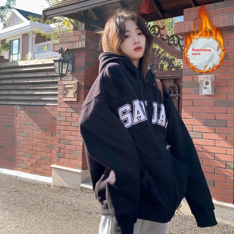 Zip-up Loose Casual-Style Couple Hoodies