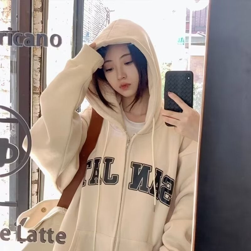Zip-up Loose Casual-Style Couple Hoodies