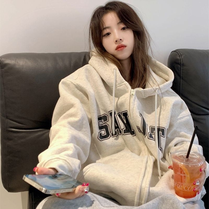 Zip-up Loose Casual-Style Couple Hoodies