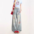 Cartoon Embroidered Jeans For Women